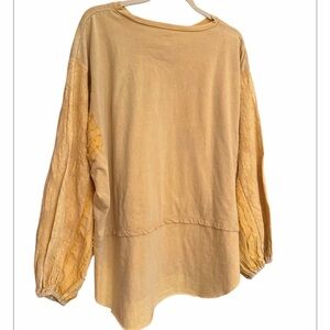 Easel Los Angeles Butter Yellow Textured Balloon Sleeve Top
